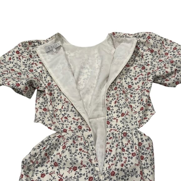 WAYF Mini Floral Tiered Maxi Dress Cream Red, M - Picture 9 of 11